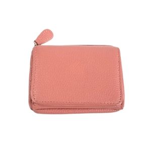 Pink Leather RFID Trifold Wallet